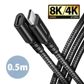 AXAGON BUCM32-CF05AB SPEED Datový kabel USB-C 3.2 (M) - USB-C (F) 240W 0.5m černá (BUCM32-CF05AB)