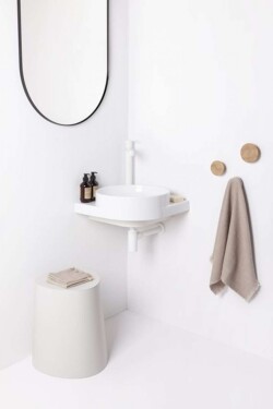 RAVAK - Yard Umyvadlo rohové 45x45 cm, bez přepadu, otvor pro baterii, bílá XJX01245000