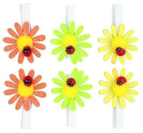 Kolíčky 5cm s kytičkou a beruškou 4ks