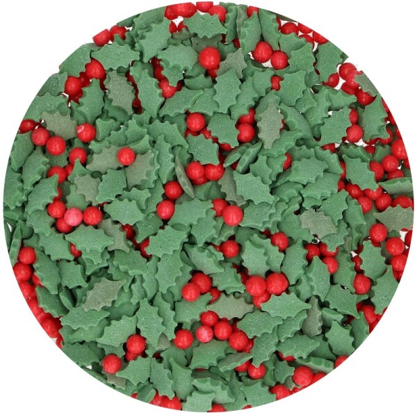 FunCakes Cukrové zdobení Holly Mix Cesmína 55g