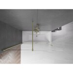 MEXEN/S - Velar Dvoukřídlá posuvná vanová zástěna 160 x 150, transparent, zlatá kartáčovaná 896-160-000-01-55