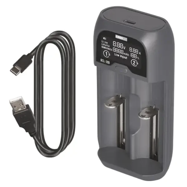 EMOS BCL-20D / Nabíječka baterií / Li-ion, LiFePO4, NiMH, NiCd / USB / 2 kanály (1603026000)