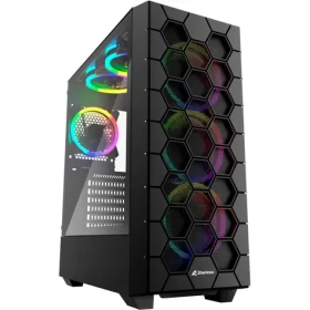 Sharkoon RGB HEX černá / ATX / 2x USB 3.0 / 1x USB-C / 6x 120mm / bez zdroje / průhledná bočnice (4044951037551)