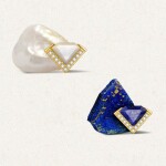 Ocelové náušnice Josiane - lapis lazuli, Modrá