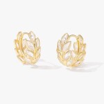 Náušnice s čirými zirkony ve tvaru obilných klásků – elegantní přírodní design, Zlatá