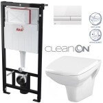 ALCADRAIN Sádromodul - předstěnový instalační systém s bílým tlačítkem M1710 + WC CERSANIT CLEANON CARINA + SEDÁTKO AM101/1120 M1710 CA2