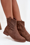 Dámské kotníkové boty na nízkém podpatku s otevřeným vzorem S.Barski HY52-530 hnědé 37