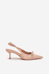 Lakované lodičky na jehlovém podpatku s mašličkou Nude Olvena 40