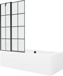 MEXEN/S - Cube obdélníková vana 170 x 80 cm s panelem + vanová zástěna 100 cm, černá vzor 550517080X9410117077