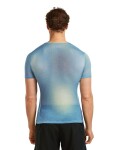Pánské merino triko s krátkým rukávem ICEBREAKER Mens 75 Cool-Lite Featherlight SS Crewe AOP, Atlan/Flintblue/Seagl/Aop velikost: M