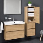 Mereo Opto koupelnová skříňka vysoká 125 cm, pravé otevírání, dub Riviera CN924PN