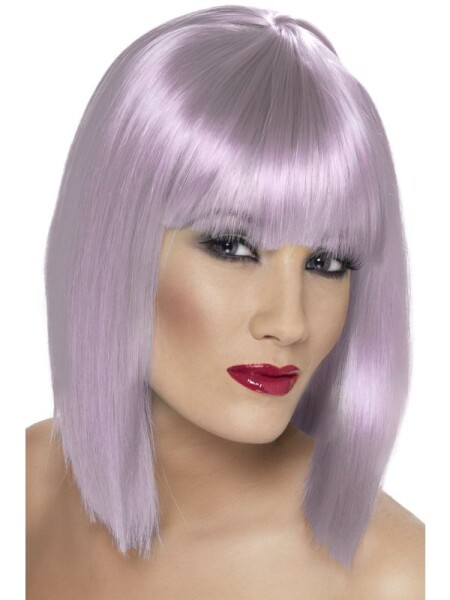 Lila krátká paruka Glam s ofinou