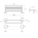 SAPHO - X-SQUARE polička na ručníky s hrazdou 650x110x215, chrom XQ601