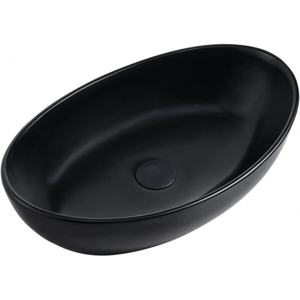 CERANO - Umyvadlo z litého mramoru Luna - na desku - černá matná - 52,8x30,9 CER-WB19B