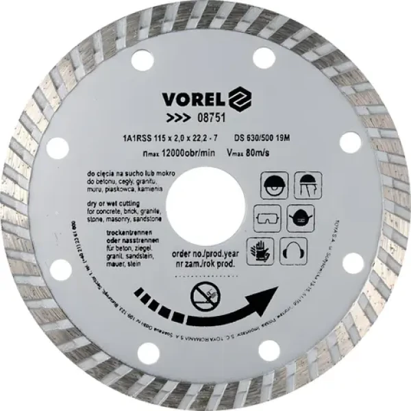 Vorel kotouč diamantový řezný turbo 115x22,2x2,0 mm / Diamantový řezný kotouč