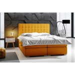 Čalouněná postel Charlize 160x200, žlutá, vč. matrace a topperu