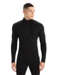 Pánské merino tričko s dlouhým rukávem ICEBREAKER Mens 260 Tech LS Half Zip, Black velikost: S