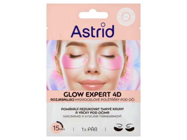Astrid Glow Expert 4D rozjasňující hydrogelové polštářky pod oči 1 pár