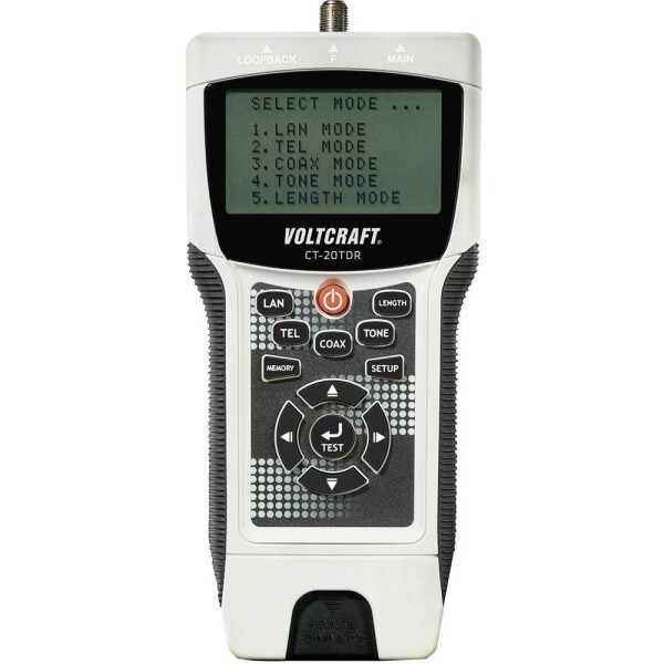 VOLTCRAFT CT-20TDR tester kabelů, pro Stíněný/nestíněný kabel, CAT3, CAT4, CAT5, CAT5E, CAT6, koaxiální, CT-20TDR