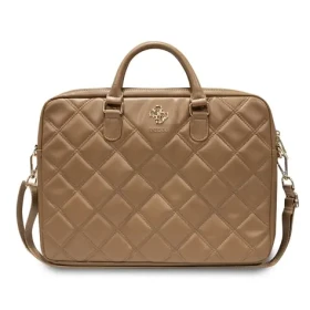 Guess PU Quilted 4G Metal Logo Computer Bag 15/16" hnědá (57983117871)