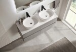 CERANO - Koupelnová skříňka Carole - betonově šedá + deska z lit. mramoru Elanys - 12 mm - bílá matná - 120x49,2x46 CER-8050BD85511