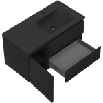 MEXEN/S - Rivel koupelnová skříňka 90 cm s umyvadlem Vela pravá, 2S, 1D, reliéf, černá mat 91A23-09047-3-BBFFF71-W23P71