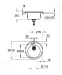 GROHE - Dřezy Kompozitní dřez K200 s automatickým odtokem, průměr 510 mm, granitová šedá 31656AT0