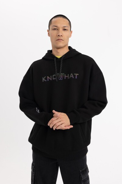 DEFACTO Oversize Fit Hooded Printed Sweatshirt