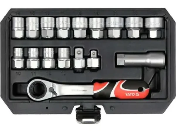 YATO YT-38653 / Sada nástrčných drážkovacích ořechů 3/8"1/2" s golou 17ks (YT-38653)