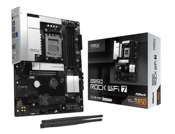ASRock B850 Rock WiFi / AMD B850 / DDR5 / SATA III / USB 3.2 / 2.5GLAN / Wi-Fi 7 / sc.AM5 / ATX (B850 ROCK WIFI 7)