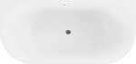 MEXEN/S - Oval vana volně stojící nástěnná 140 x 75, bílá, sifon a přepad grafit metal 52671407500-95
