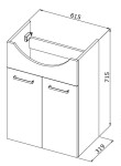 HOPA - Skříňka s umyvadlem RINO 45/55/65 - Rozměr A - 61.5 cm, Rozměr B - 31.9 cm, Rozměr C - 71.5 cm OLNRINO265+OLKE6065