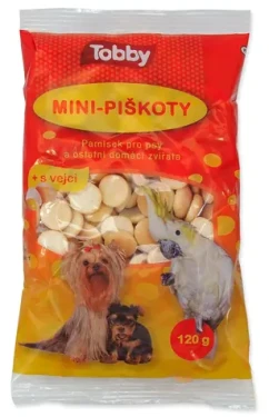 TOBBY Piškoty mini 120g / Pamlsky pro psy / Snížený obsah cukru a lepku (994-190066)