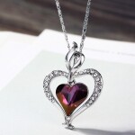 Náhrdelník Swarovski Elements True Love - srdíčko, Fialová 42 cm + 5 cm (prodloužení)