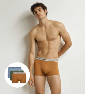 Pánské boxerky z bio bavlny 3ks DIM COTTON STRETCH BIO BOXER 3x - DIM - oranžová M