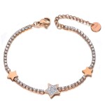 Ocelový náramek se zirkony Patricia Gold - hvězdy, Zlatá 16 cm + 4 cm (prodloužení)