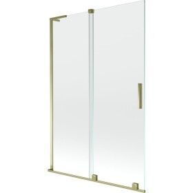 MEXEN/S - Velar L dvoukřídlá posuvná vanová zástěna 120 x 150, transparent, zlatá 896-120-003-01-50
