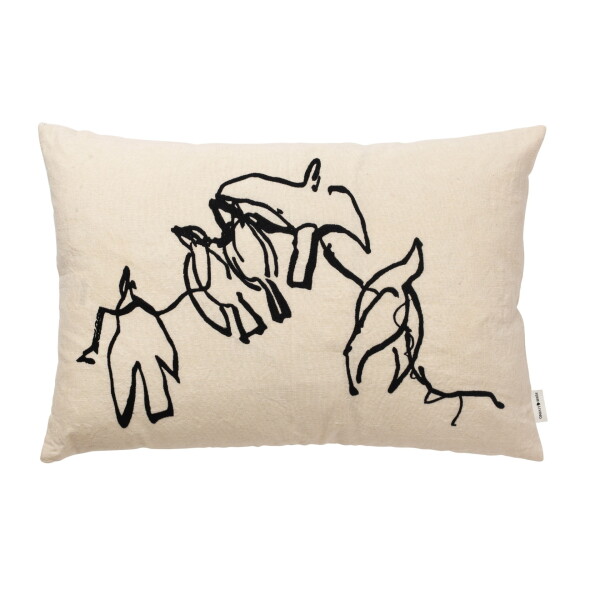 Ferm Living Povlak na polštář s výšivkou Vuelo Natural 40 x 60 cm, krémová barva, textil