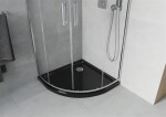 MEXEN/S - Rio čtvrtkruhový sprchový kout 90 x 90, transparent, chrom + vanička se sifonem Flat, černý 863-090-090-01-00-4170