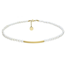 Perlový náhrdelník Ava Gold - chirurgická ocel, sladkovodní perla, Zlatá 50 cm + 3 cm (prodloužení)
