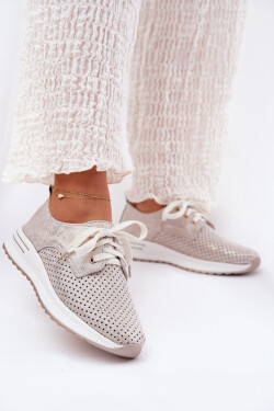 Kožené Lehká Polobotky Dámské Na Platformě Artiker 56C2113 Béžovo-Zlaté 38