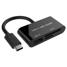Gembird USB-C čtečka karet SDXC a USB 2.0 / SDSDHCSDXC + MicroSD / černá (UHB-CR3-02)