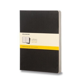 Sešity Moleskine Cahier - tvrdé desky - XL, čtverečkovaný, 3 ks, černý