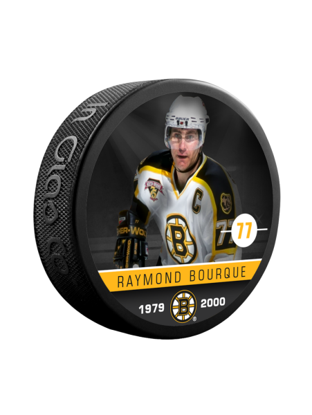 Inglasco / Sherwood Puk Raymond Bourque #77 Boston Bruins Souvenir Collector Hockey Puck