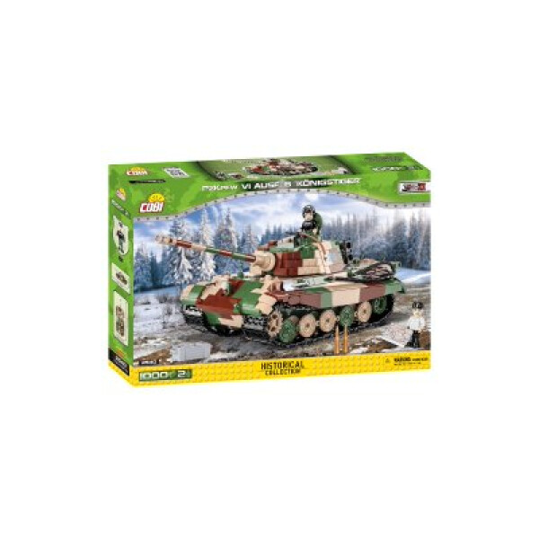 Stavebnice COBI II WW Panzer VI Tiger Ausf. B Konigstiger, 1000 kostek, 2 f