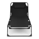 Polohovací černé zahradní lehátko s polštářem