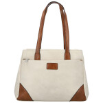 Trendy dámská koženková kabelka na rameno Remiga, krémová