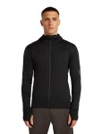 Pánská merino mikina ICEBREAKER Mens 300 RealFleece Descender LS Zip Hood, Black velikost: M
