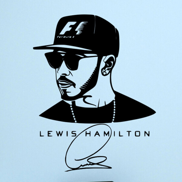 Samolepka Lewis Hamilton F1 Barva: černá, Velikost: 80 x 62 cm