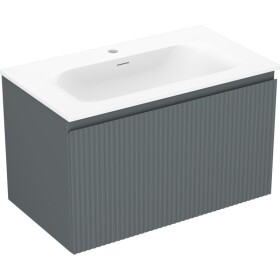 MEXEN/S - Rivel koupelnová skříňka 80 cm s umyvadlem Vela, 1 šuplík, reliéf , grafit mat/bílá mat 91A20-08047-1-BF66-W23M01